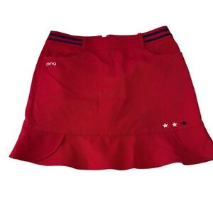 Ping Womens Red Golf Skort Ruffle Hem VINTAGE Womens Small 28"